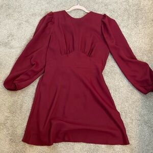 Express Deep Red Long Sleeve Dress